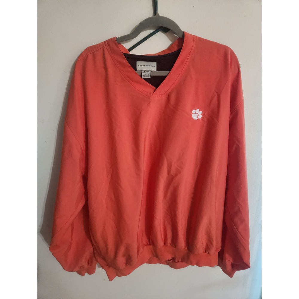 Vintage Clemson Tigers Cutter Buck V-Neck Pullover Windbreaker Jacket Mens XL